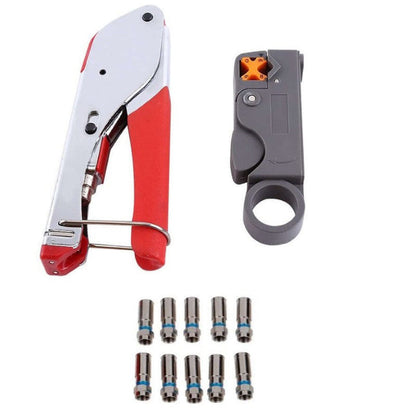 Tool Coax Rg59 Rg6 F Connector Fitting Crimper Cable Kit - The Shopsite
