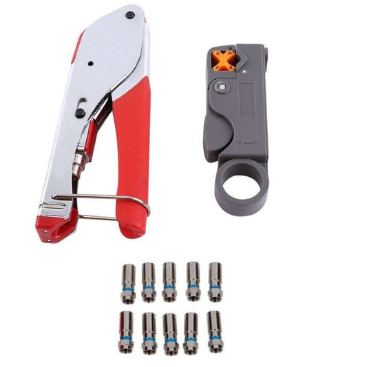 Tool Coax Rg59 Rg6 F Connector Fitting Crimper Cable Kit - The Shopsite