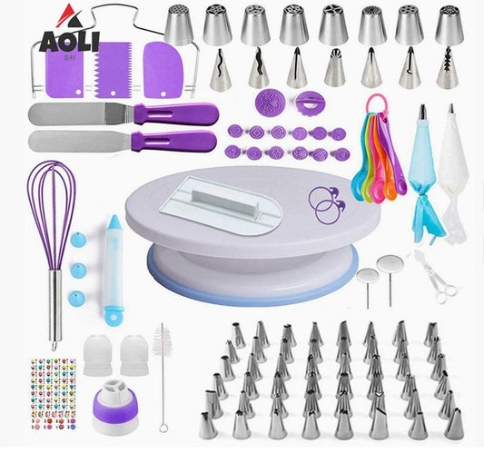 Cake Decorating Kit Cake Turntable Bakeware Set Pastry Tube Fondant 137pcs