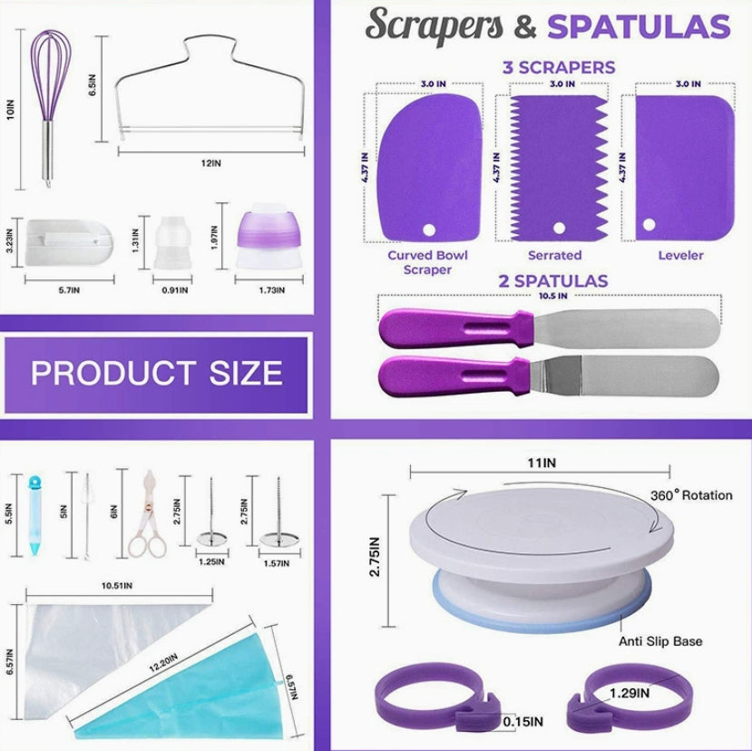 Cake Decorating Kit Cake Turntable Bakeware Set Pastry Tube Fondant 137pcs
