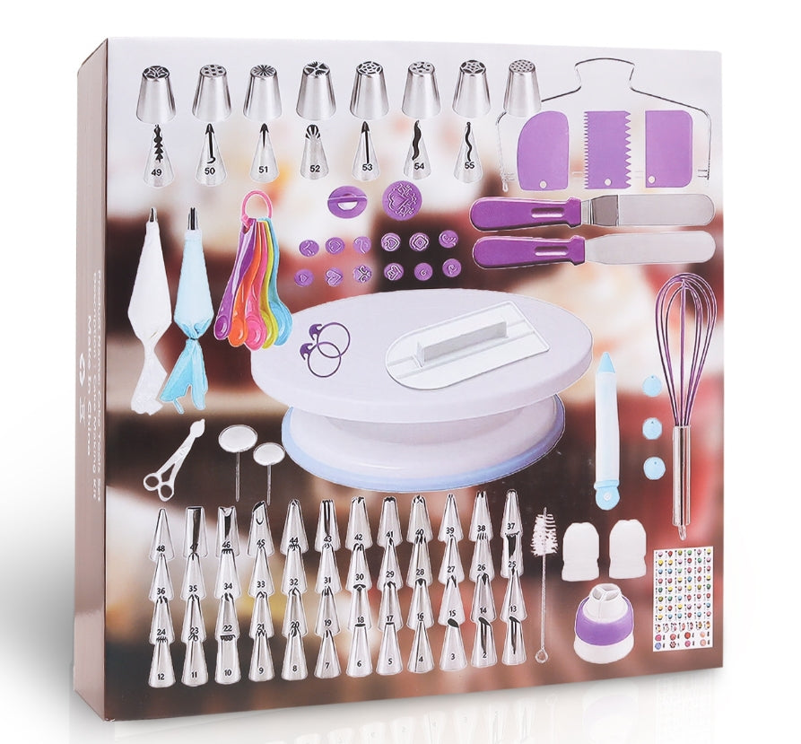 Cake Decorating Kit Cake Turntable Bakeware Set Pastry Tube Fondant 137pcs