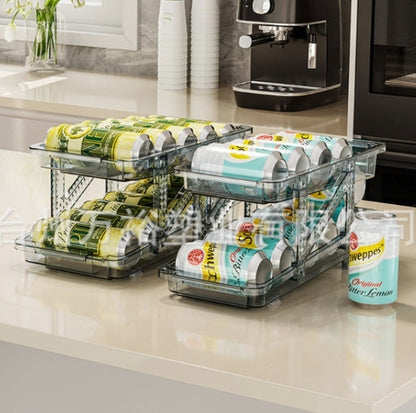 2 pack 2-Tier infinite Telescopic Beverage Storage Organizer Automatic Rolling