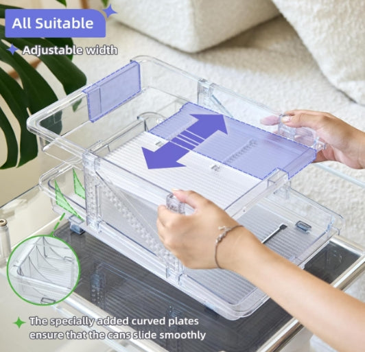 2 pack 2-Tier infinite Telescopic Beverage Storage Organizer Automatic Rolling
