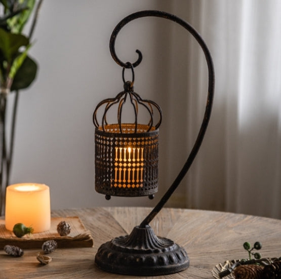 Retro Iron Birdcage Candle Holder Metal Hanging