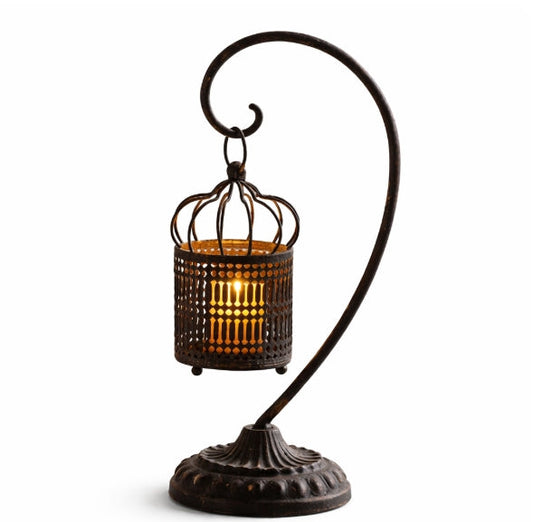 Retro Iron Birdcage Candle Holder Metal Hanging