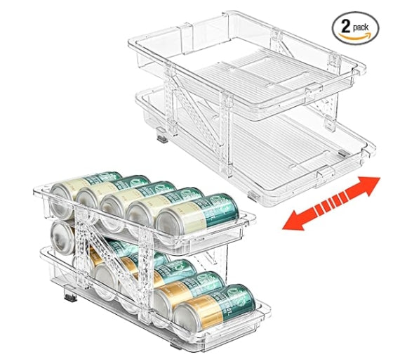 2 pack 2-Tier infinite Telescopic Beverage Storage Organizer