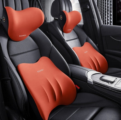 Lumbar Support Pillow and Car Headrest Neck Pillow Set Ergonomic Design