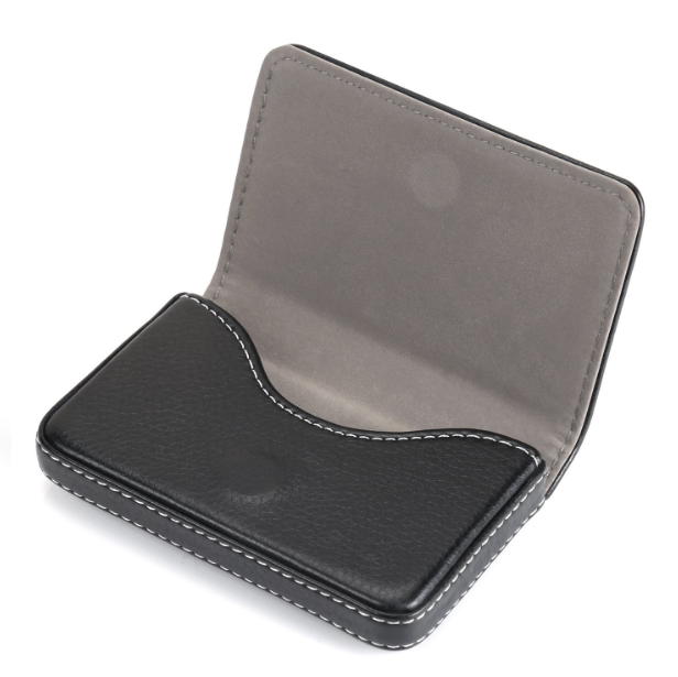 Black Pocket PU Leather Business ID Credit Card Holder Magnetic Card Holder