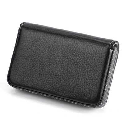Black Pocket PU Leather Business ID Credit Card Holder Magnetic Card Holder