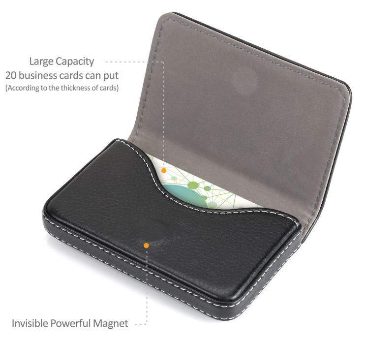 Black Pocket PU Leather Business ID Credit Card Holder Magnetic Card Holder