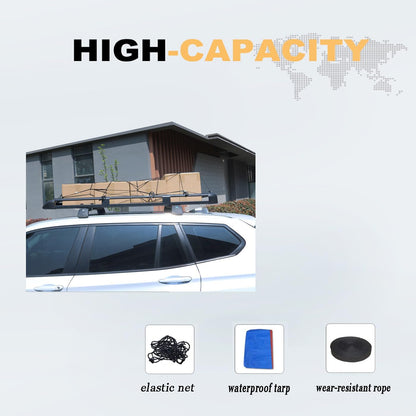 Universal Roof Rack Basket with Net and Rain Ponchos (130cm)