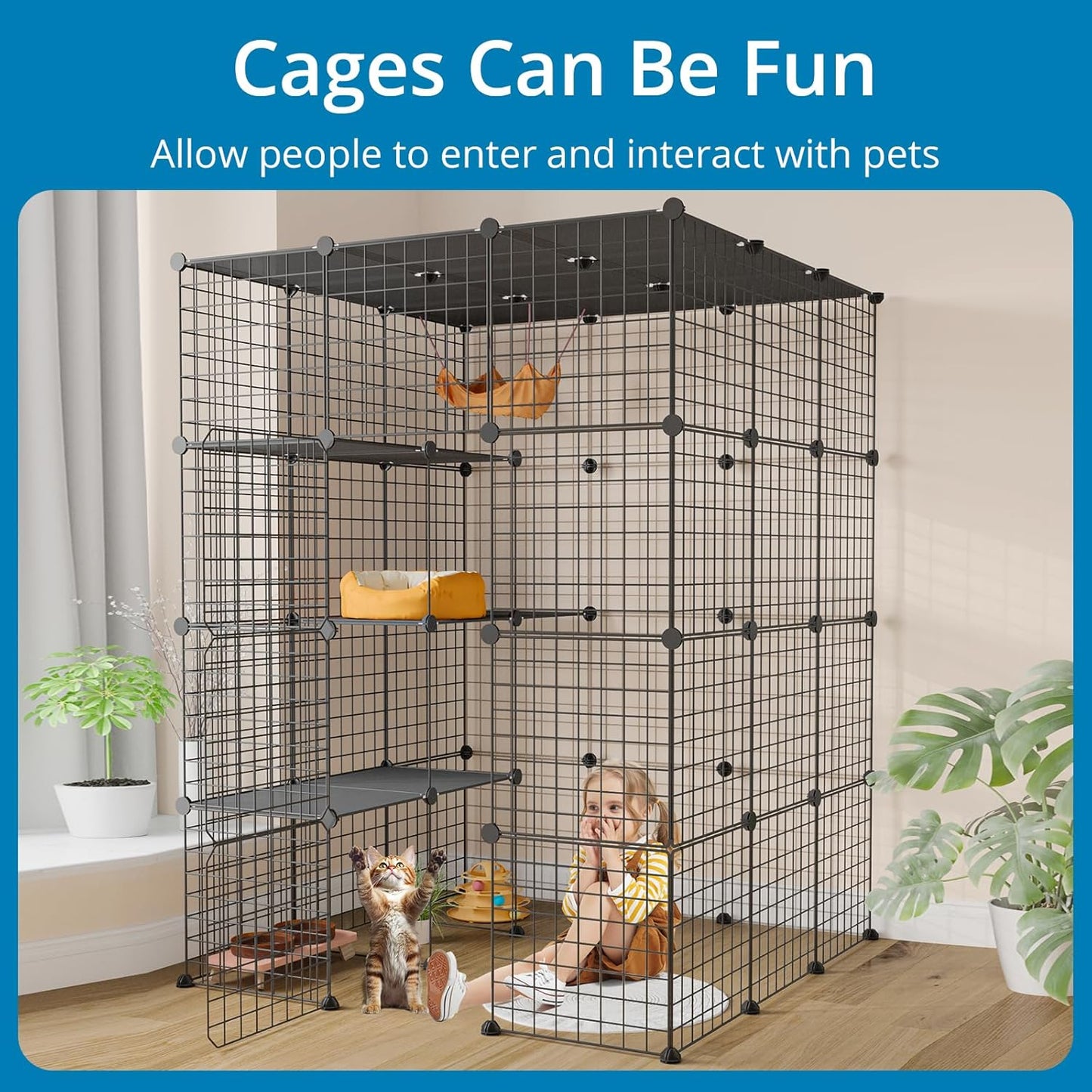 Cat Cage DIY Enclosure Pet Crate Rabbit Hutch Pet Playpen