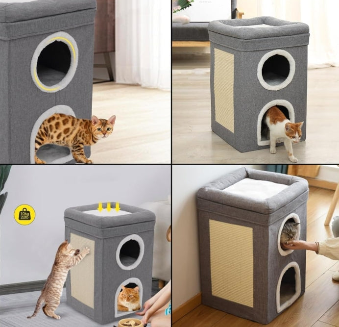 3-Level Foldable Cat House Cats Bed