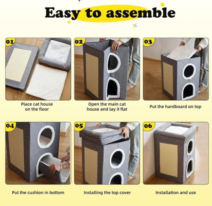 3-Level Foldable Cat House Cats Bed