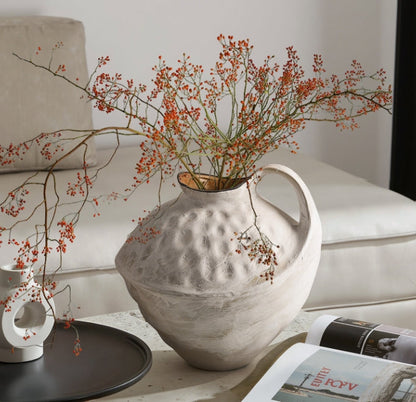 Rustic Textured Ceramic Pitcher Vase