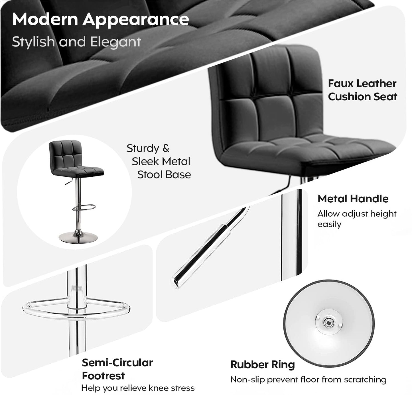 Bar Stool With Pu Leather Bar Stools