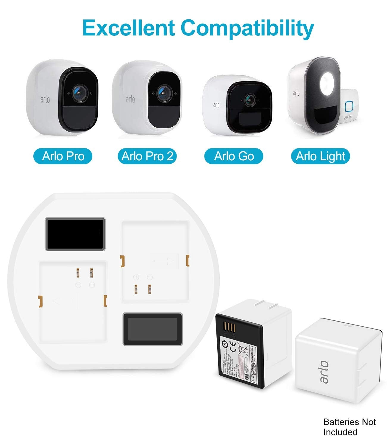 Battery Charger Compatible for Arlo Batteries