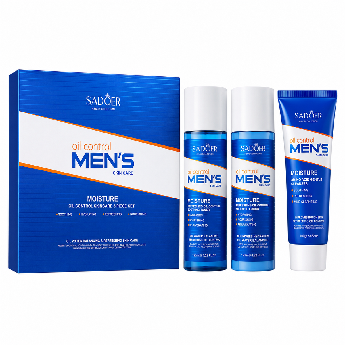 SADOER Men’s Oil Control Moisture Skincare 3-Piece Set