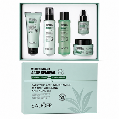 SADOER Salicylic Acid + Niacinamide Tea Tree Anti-Blemish Skincare 5-Piece Set