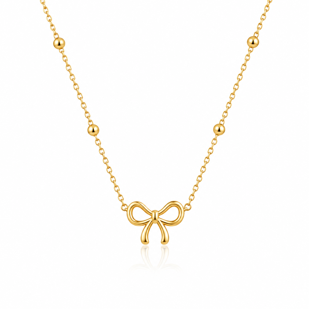 Ribbon Bow Gold Necklace