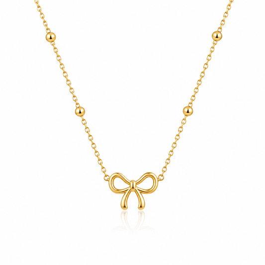 Ribbon Bow Gold Necklace