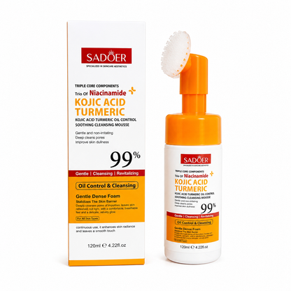 SADOER Kojic Acid Turmeric Cleansing Mousse with Silicone Brush 120ml