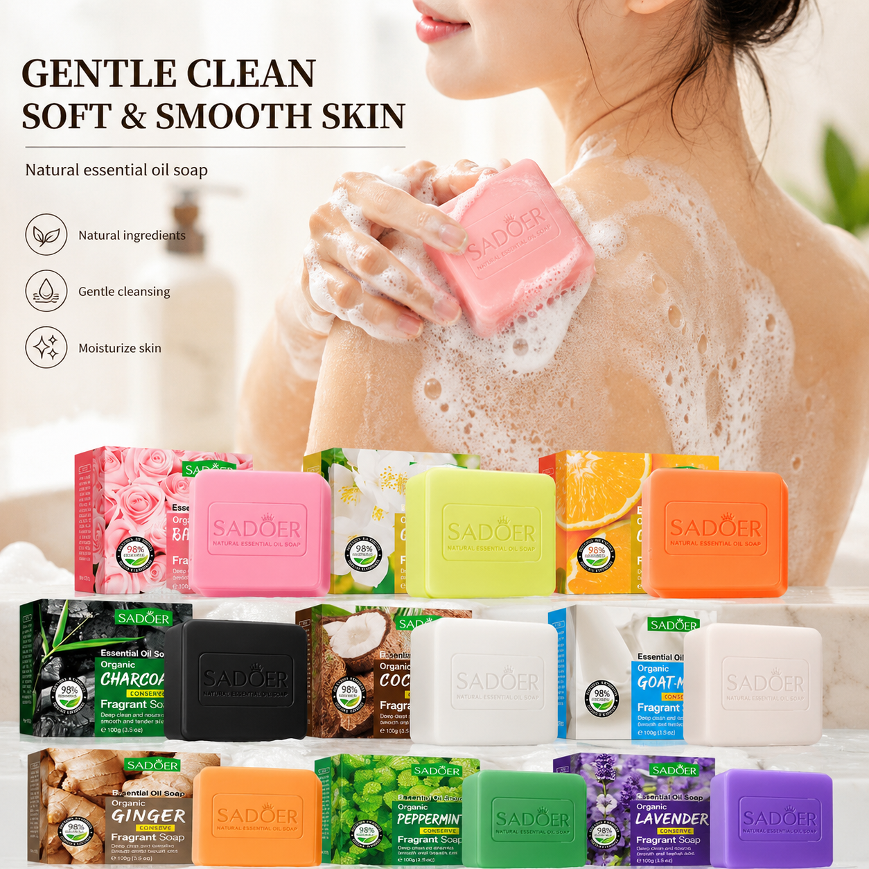 SADOER Essential Oil Soap Collection – 100g
