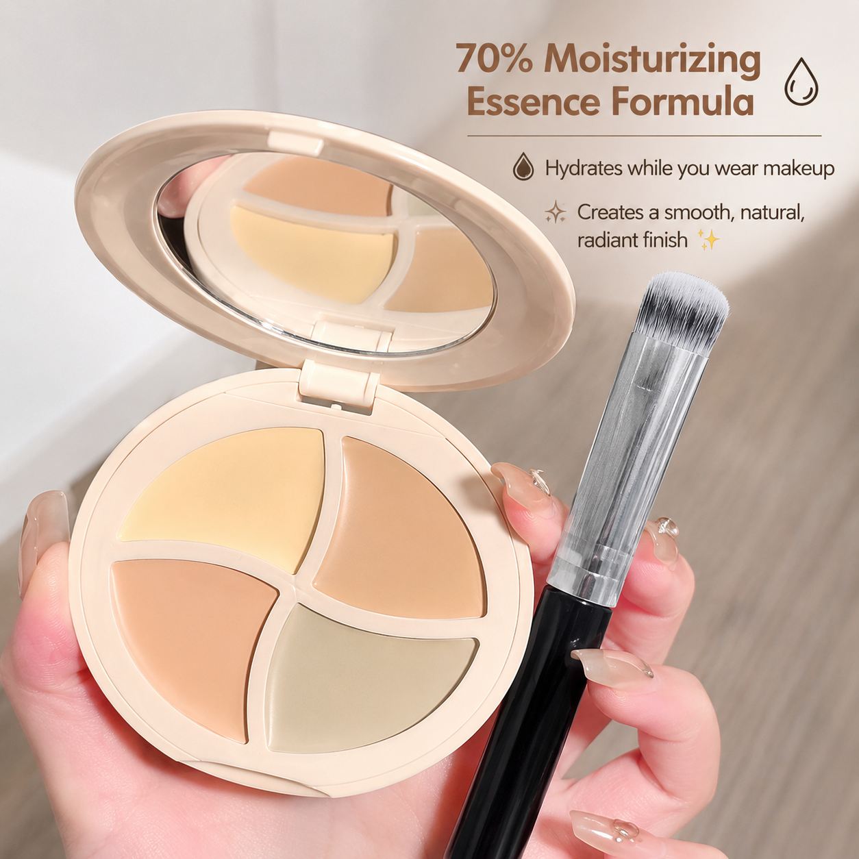 Sweet Mint 4-Colour Cream Concealer Palette with Mirror
