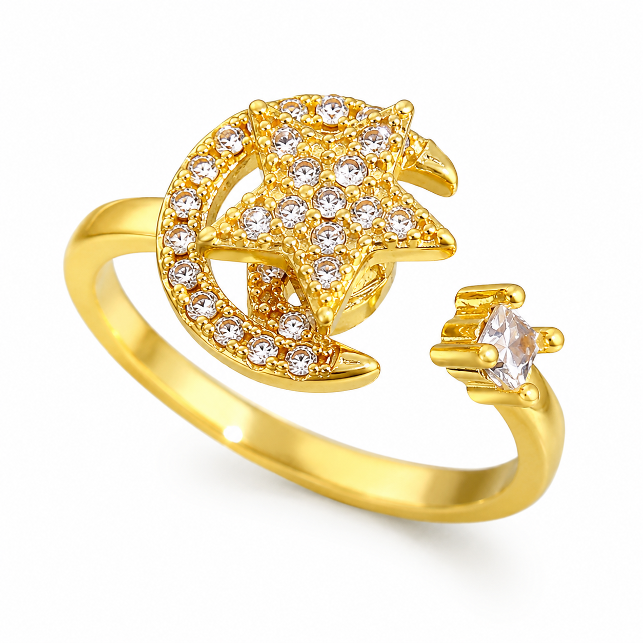 Luna Star Gold Crystal Adjustable Ring