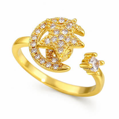 Luna Star Gold Crystal Adjustable Ring