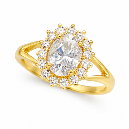 Aurora Halo Gold Crystal Adjustable Ring