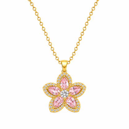 Sakura Bloom Gold Crystal Necklace