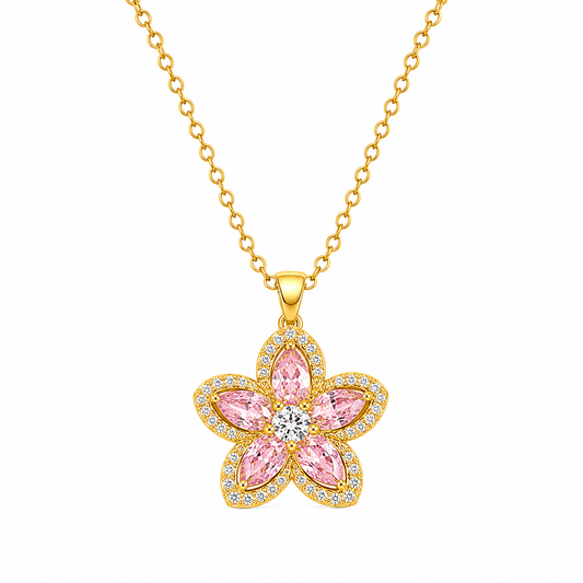 Sakura Bloom Gold Crystal Necklace