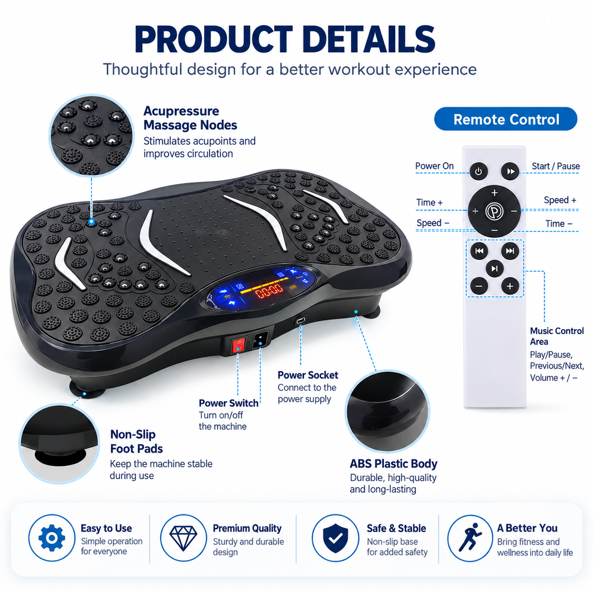 Vibration Plate Fitness Exercise and Massage Machine