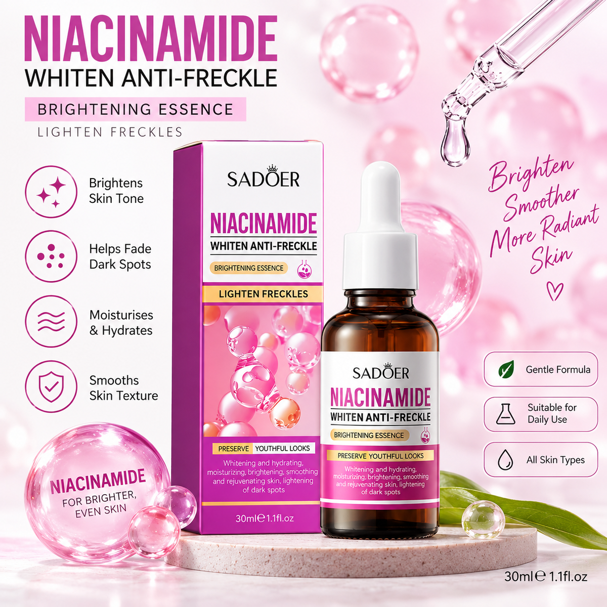 SADOER Niacinamide Brightening Essence – 30ml