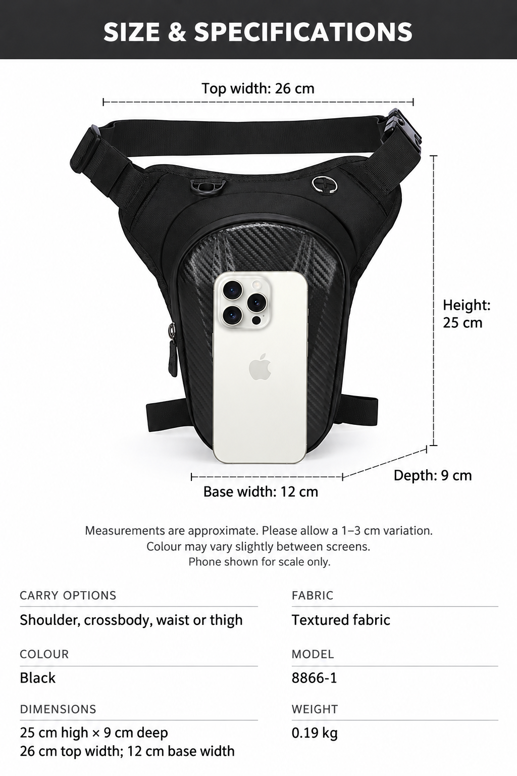 Motorcycle Thigh Bag with Adjustable Straps – BQF11904