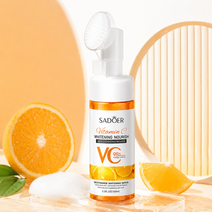 SADOER Vitamin C Cleansing Mousse with Soft Brush – 150ml
