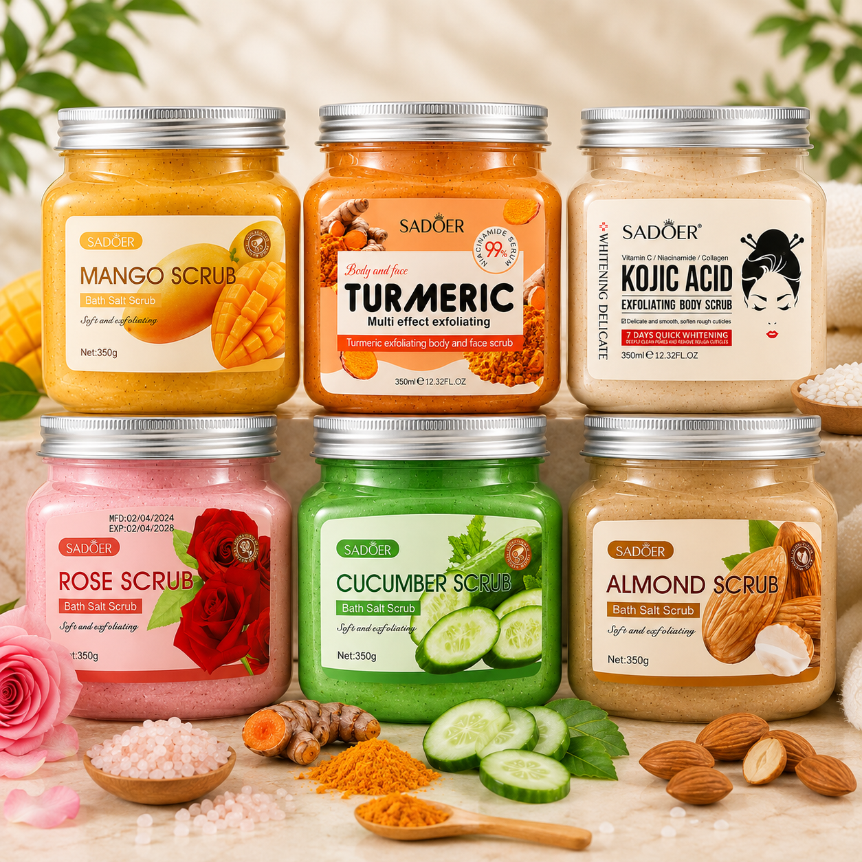SADOER Exfoliating Body Scrub Collection – 350g