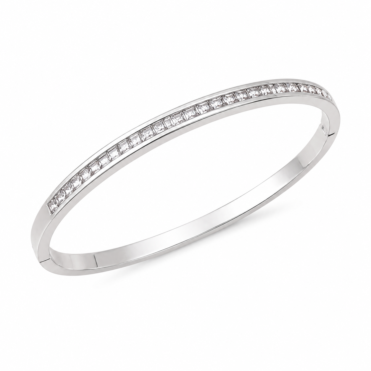 Silver Crystal Tennis Bangle Bracelet