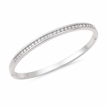 Silver Crystal Tennis Bangle Bracelet