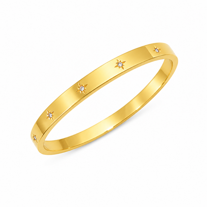 Celestial Star Gold Crystal Bangle Bracelet