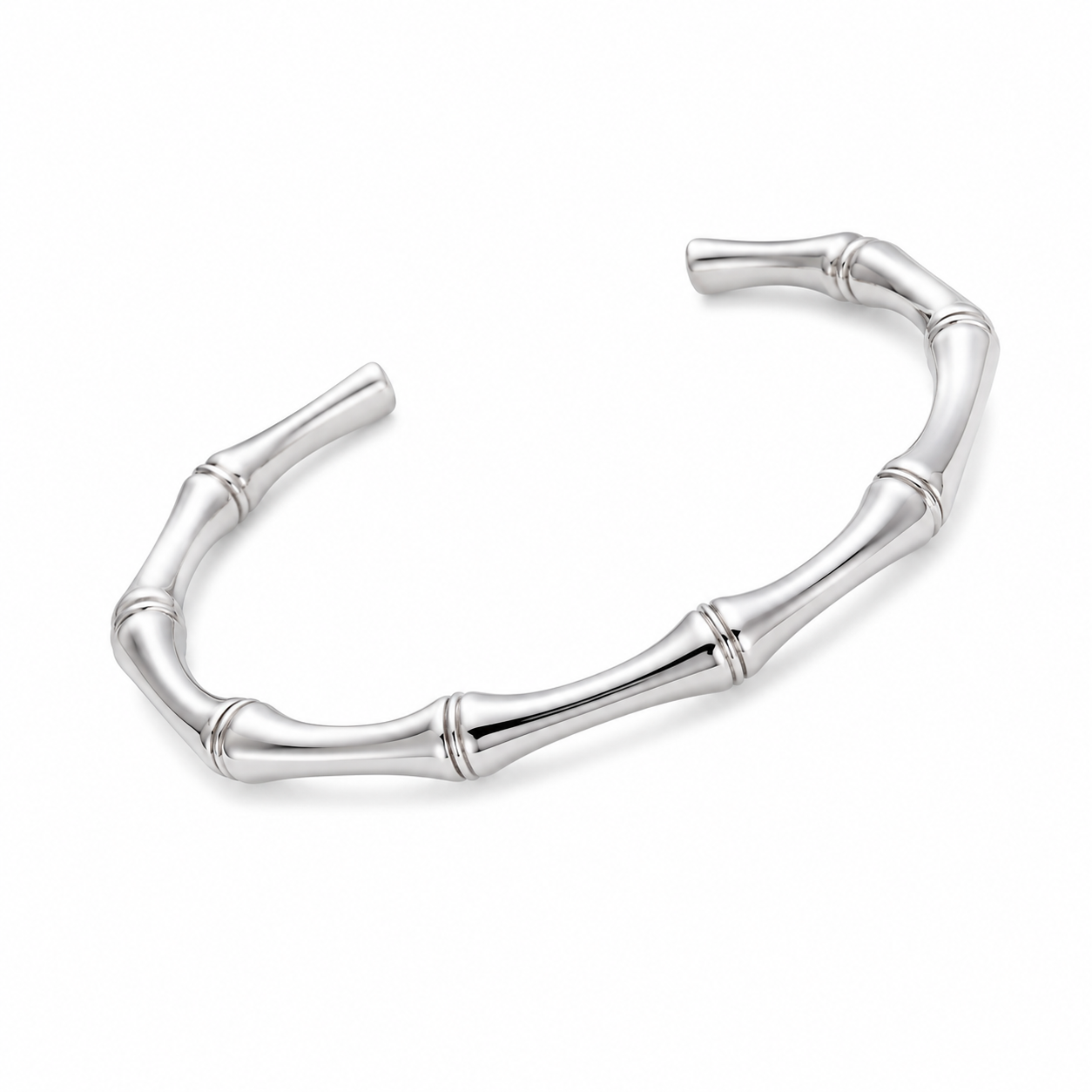 Silver Bamboo Bangle Bracelet