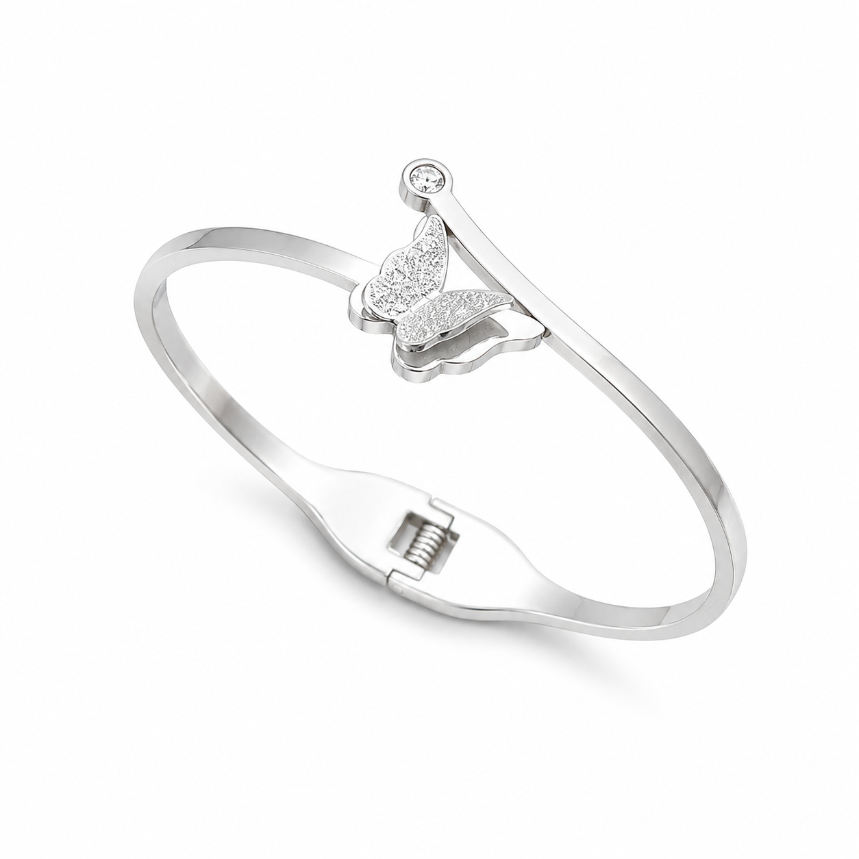 Silver Butterfly Bangle Bracelet