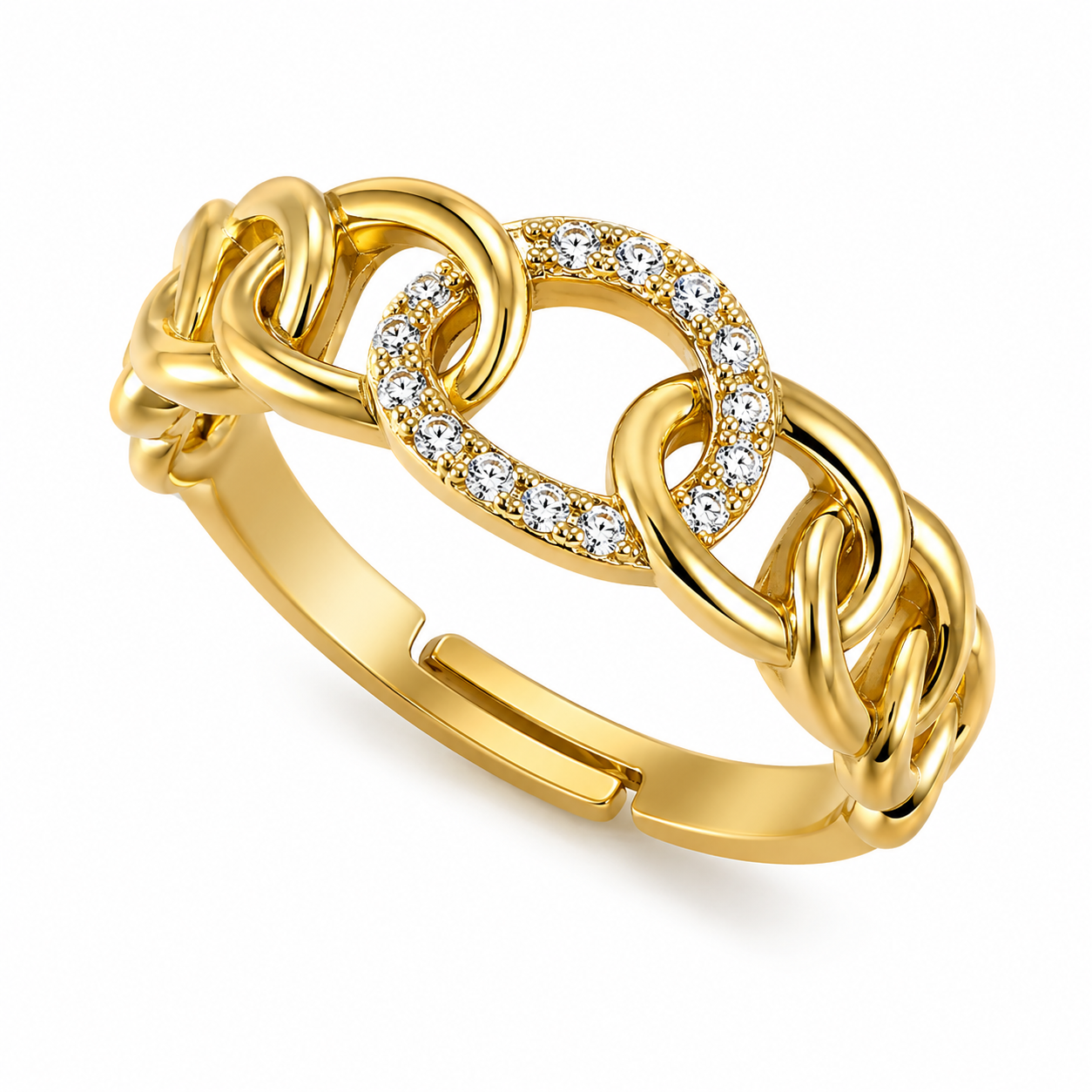 Aurora Link Gold Crystal Adjustable Ring