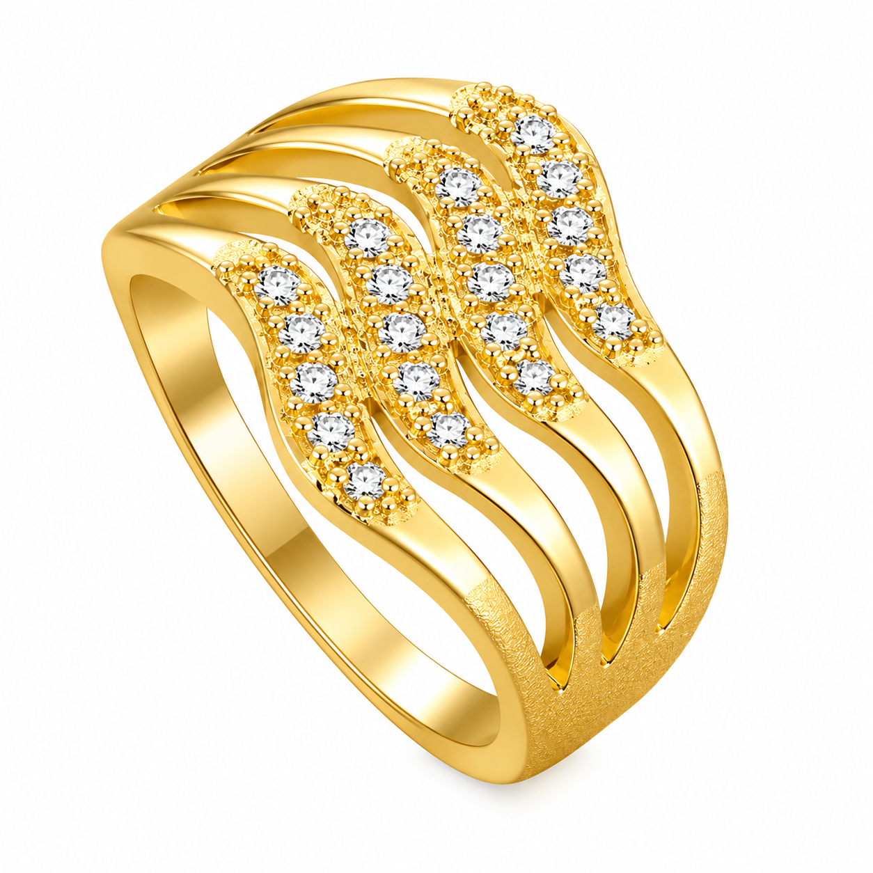 Regal Cascade Gold Crystal Adjustable Ring