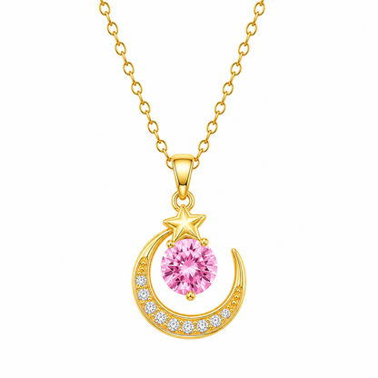 Celestia Moon Gold Crystal Necklace