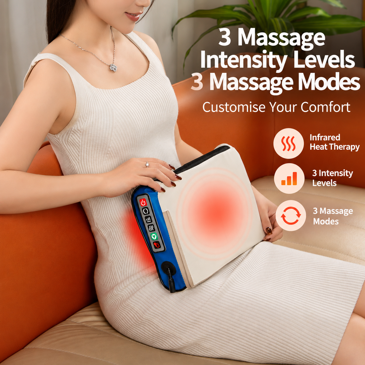 Multi-Function Heated Massage Pillow – Deep Kneading Neck, Back & Body Massager