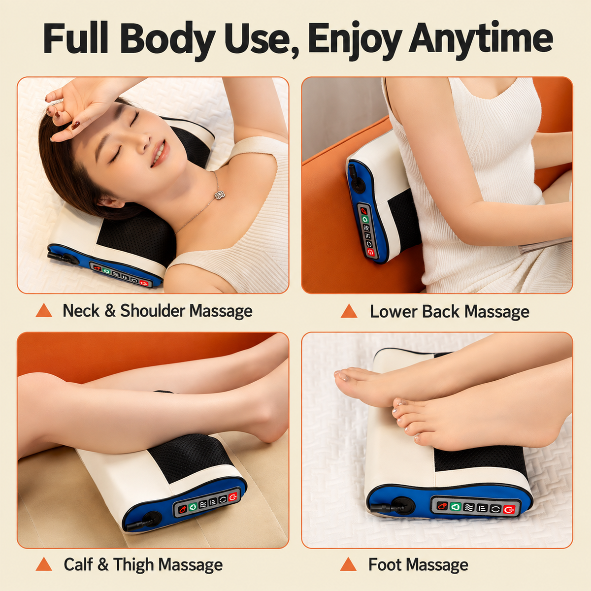 Multi-Function Heated Massage Pillow – Deep Kneading Neck, Back & Body Massager