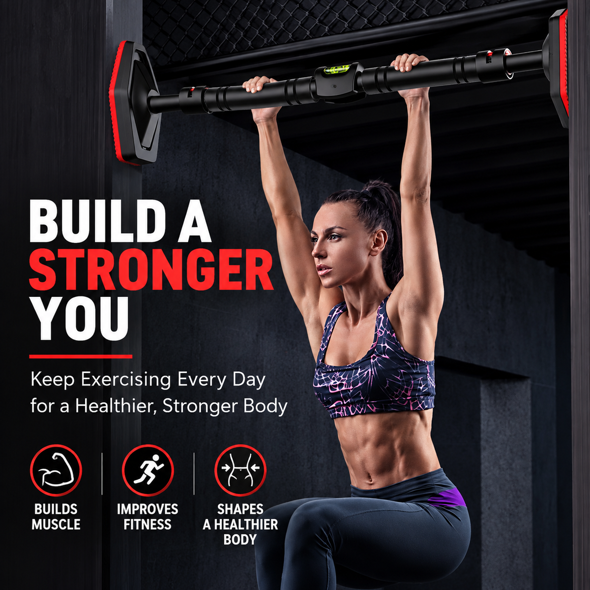 Adjustable Doorway Pull Up Bar – Heavy Duty Home Workout Bar 96–135cm