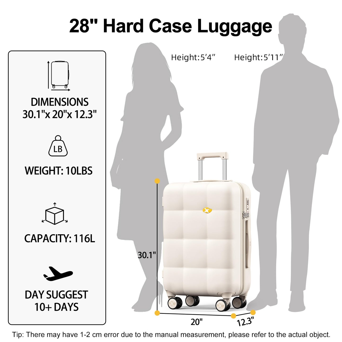 White Large Suitcase – Lightweight Hardside Check In Luggage | CloudLite | 76cm